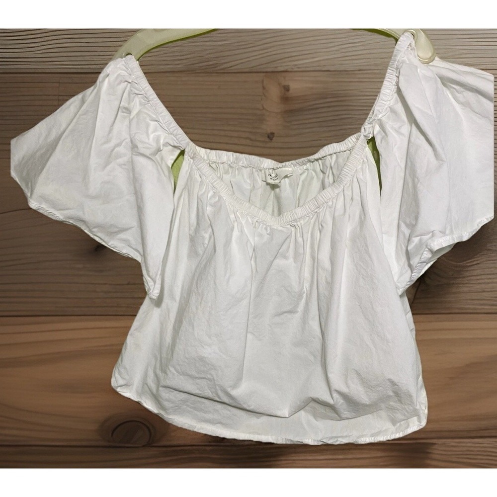 Y2K Los Angeles Off Shoulder crop Top women S White‎ Preppy Minimal LOVE TREE